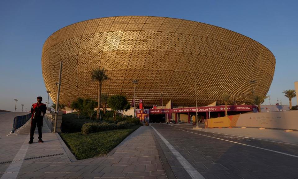 A security guard at the Lusail Iconic Stadium