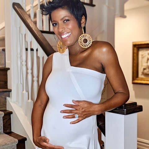 <p>Tamron Hall Instagram</p> Tamron Hall showing off her baby bump on Instagram