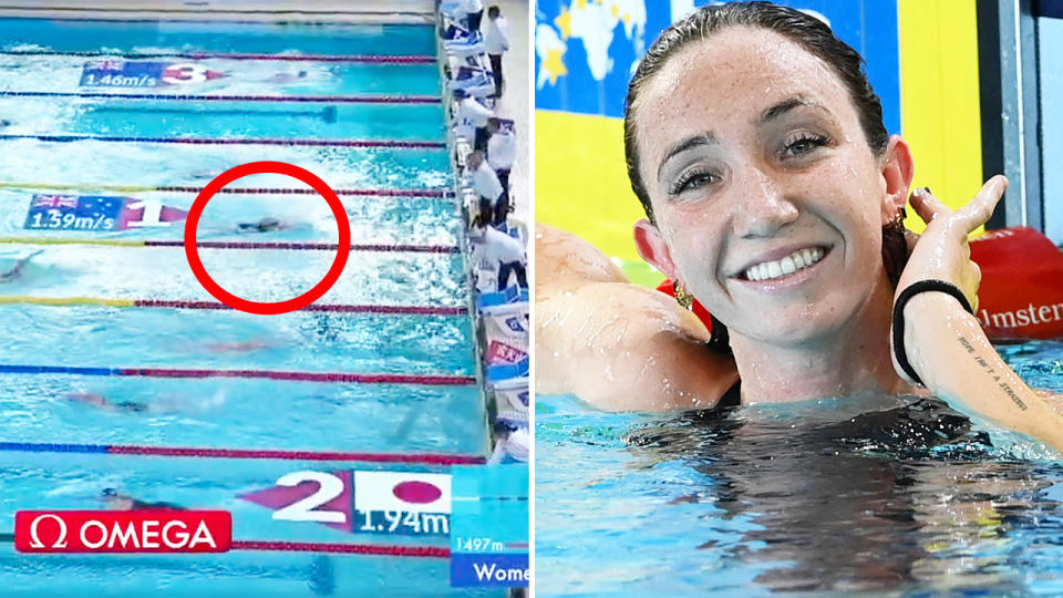 Lani Pallister, pictured here winning the 1500m for her fourth gold medal at the short course world swimming championships. 