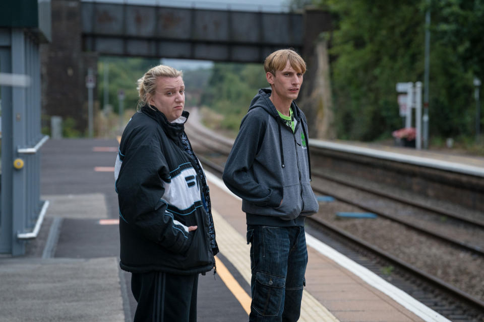 Kerry (DAISY MAY COOPER), Kurtan (CHARLIE COOPER) - in This Country. (BBC - Photographer: Jack Barnes)