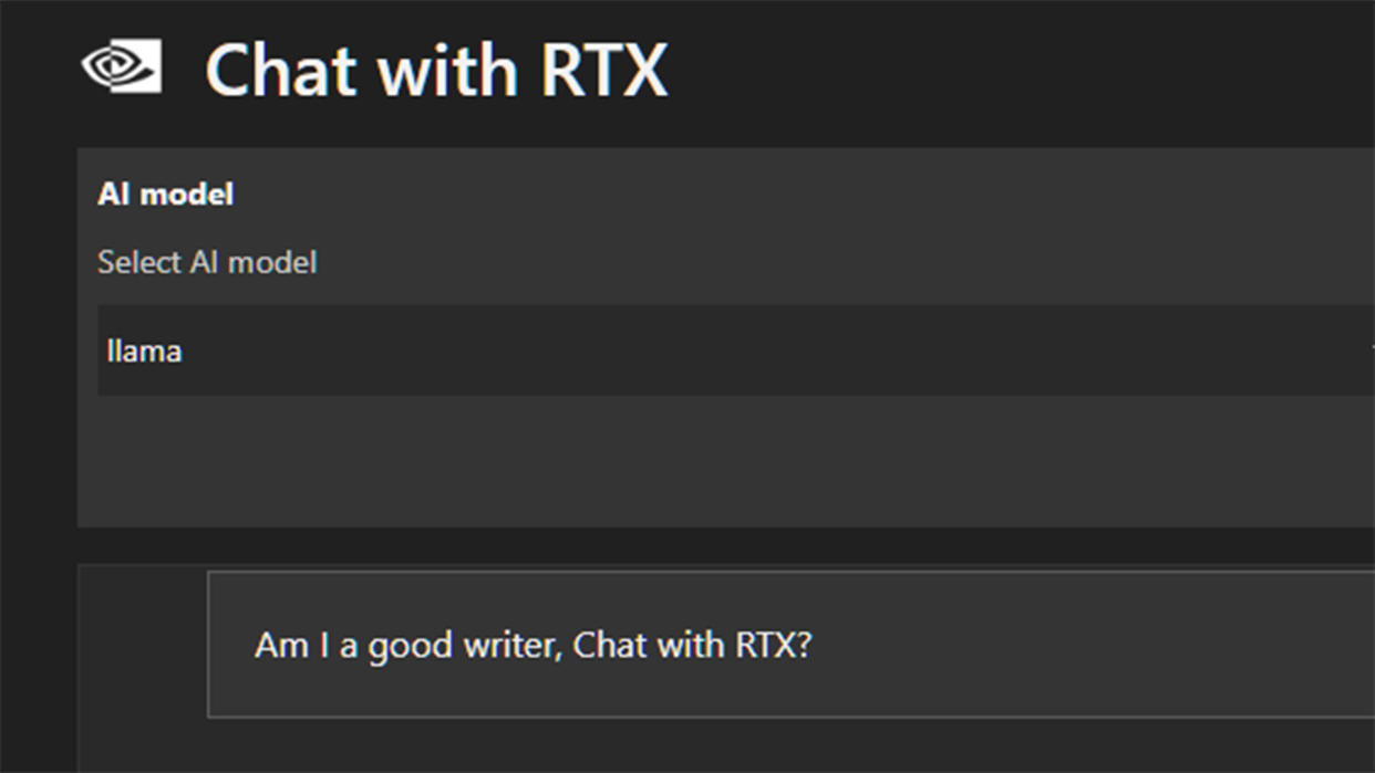  Nvidia's Chat with RTX software in use, which offers a personally trained LLM. 