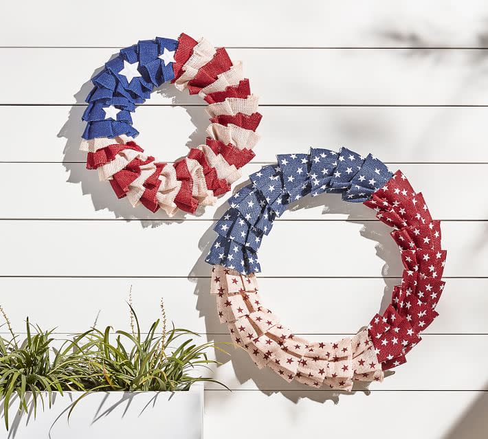<p><a href="https://go.redirectingat.com?id=74968X1596630&url=https%3A%2F%2Fwww.potterybarn.com%2Fproducts%2Ffaux-liberty-wreath&sref=https%3A%2F%2Fwww.housebeautiful.com%2Fentertaining%2Fholidays-celebrations%2Fg1828%2Ffourth-of-july-decorations%2F" rel="nofollow noopener" target="_blank" data-ylk="slk:Shop Now;elm:context_link;itc:0;sec:content-canvas" class="link rapid-noclick-resp">Shop Now</a></p><p>Liberty Outdoor Burlap Collection Wreath</p><p>$33.50</p><p>potterybarn.com</p><span class="copyright">Pottery Barn</span>
