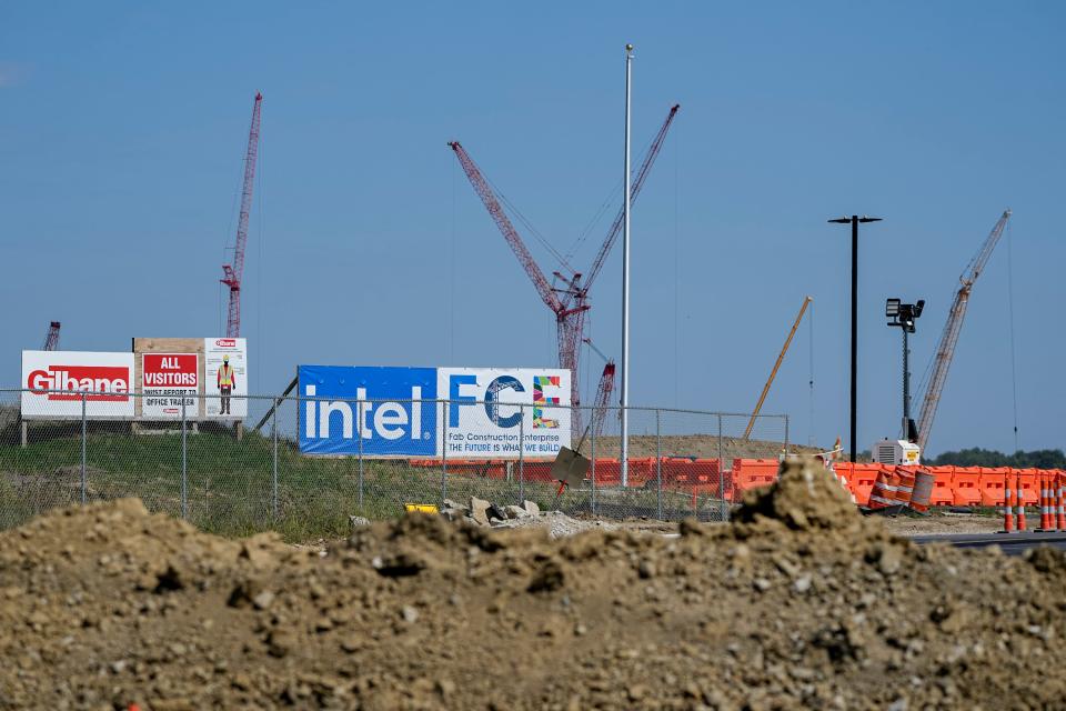 Sep 20, 2023; Johnstown, Ohio, USA; Work continues to develop the Intel chip manufacturing site in Licking County.