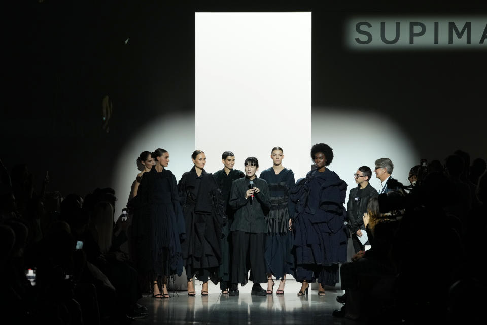 NEW YORK, NEW YORK - SEPTEMBER 10: Designer Taku Yhim speaks on stage during the 15th Annual Supima Design Competition on September 10, 2022 in New York City. (Photo by Bennett Raglin/Getty Images for Supima)