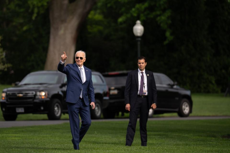 WASHINGTON, DC - MAY 9: U.S. President Joe Biden seems not to be swearing the low poll numbers. (Photo by Andrew Harnik/Getty Images) (Getty Images)