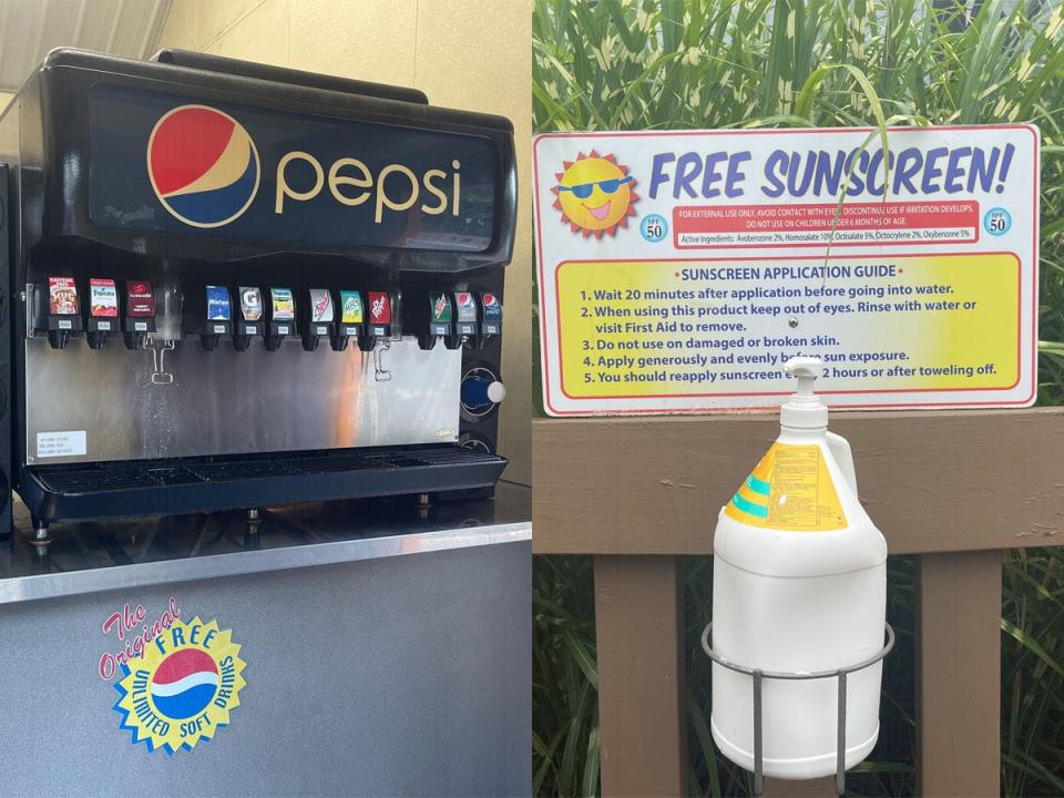 holiday world free soda and sunscreen