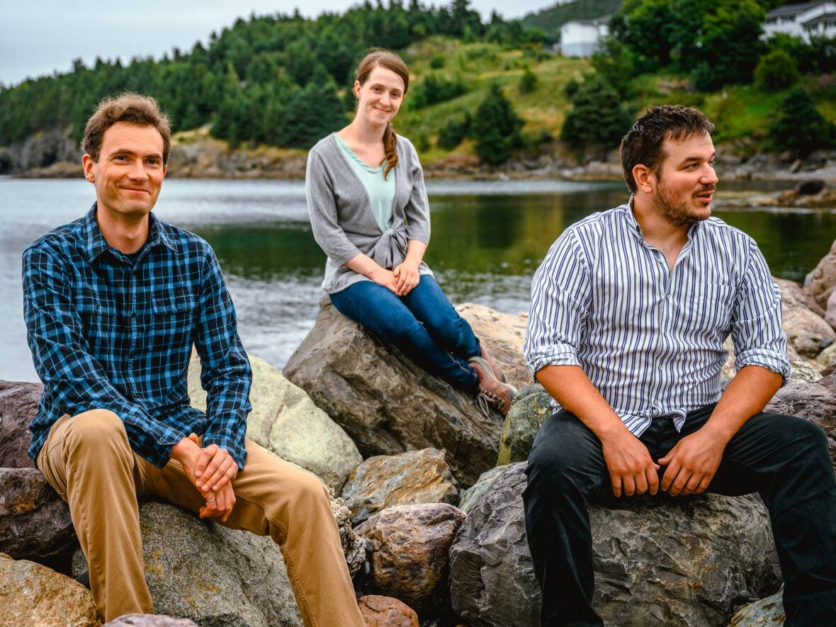 Geoff Stevens, left, Emma Power, centre, and James Barrett, right are climate change consultants with Fundamental Inc. in St. John's. (Submitted by Ashley Smith - image credit)