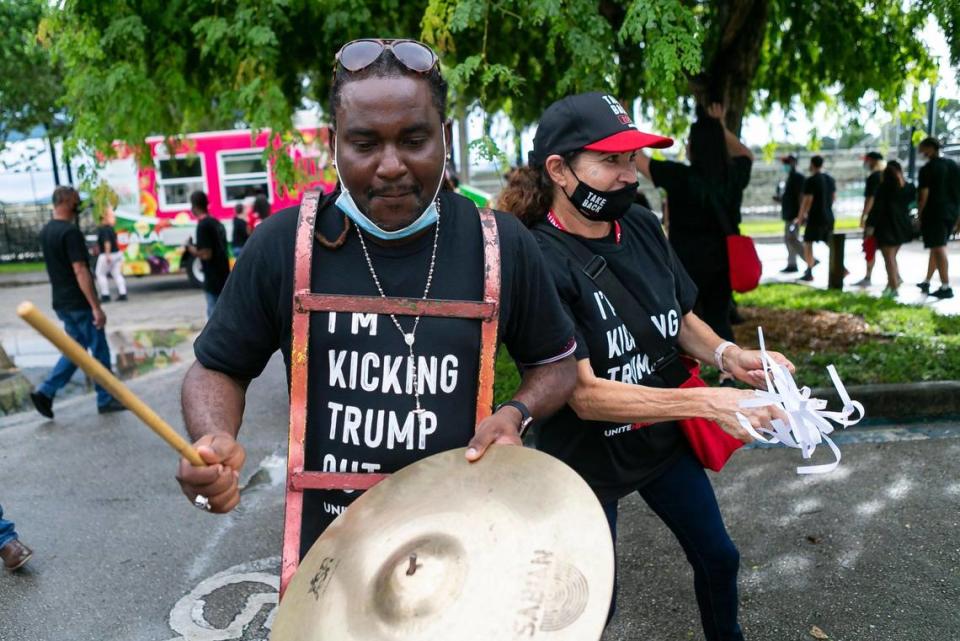 Canvassers organized by Unite Here make their way toward their cars to fan out across South Florida to knock on voters doors during their Take Back 2020 event in the Betty T. Ferguson Recreational Complex in Miami GardenÕs on Saturday, October 31, 2020.