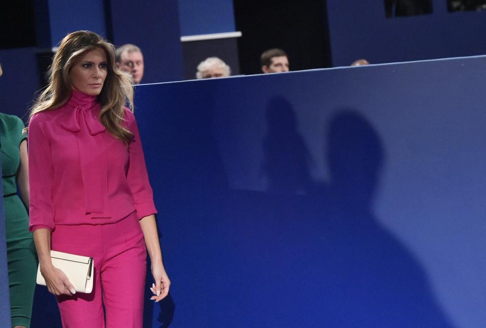 Melania Trump in her Gucci bow blouse (AFP via Getty Images)