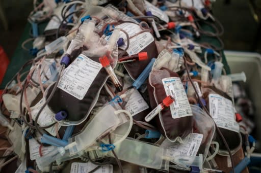 In downtown Nairobi, dozens of people lined up to give blood