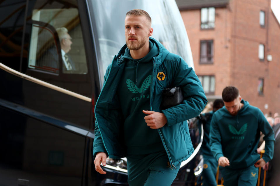 WOLVERHAMPTON, ENGLAND: Daniel Bentley of Wolverhampton Wanderers arrives at the stadium prior to the Premier League match between Wolverhampton Wanderers and Fulham FC at Molineux on March 09, 2024. (Photo by Nathan Stirk/Getty Images)