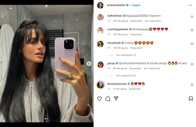 Oriana Sabatini posó con un nuevo look y sorprendió a sus seguidores