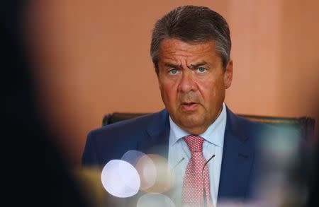 German Foreign Minister and Vice Chancellor Sigmar Gabriel presides the weekly cabinet meeting at the Chancellery in Berlin, Germany, August 2, 2017. REUTERS/Hannibal Hanschke