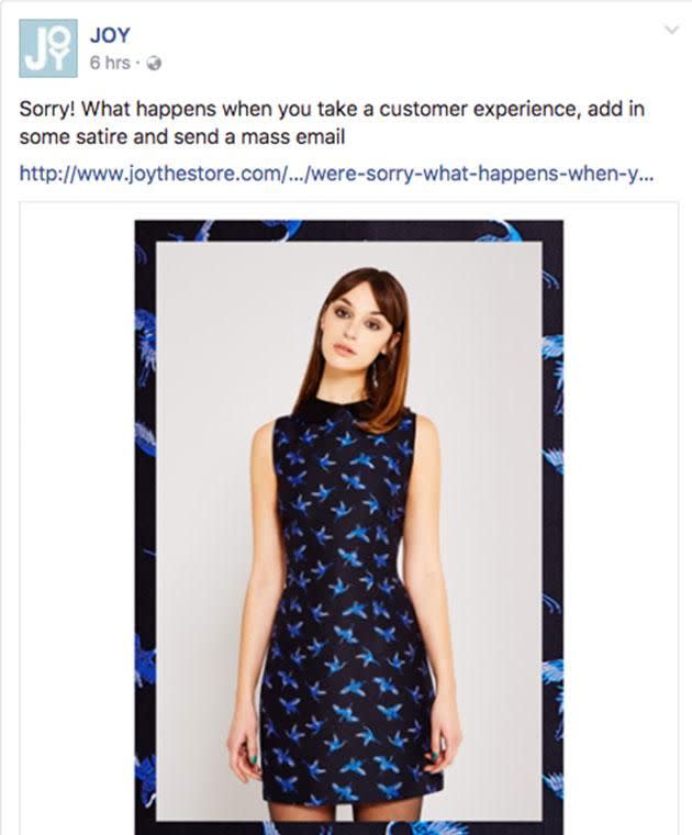 The company was forced to issue an apology to outraged customers. Photo: Facebook