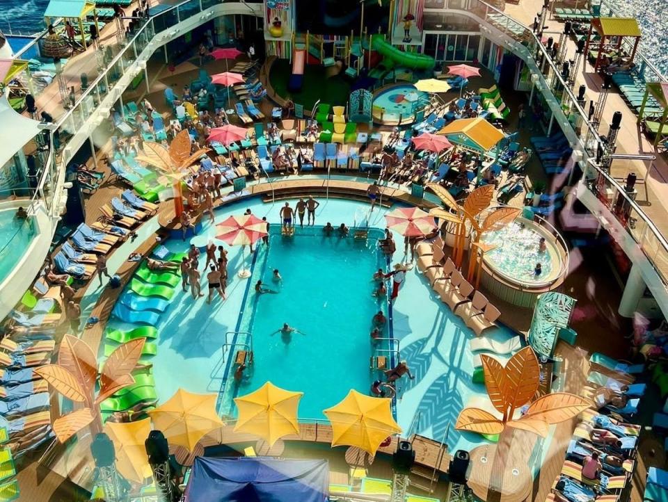 a crowded cruise deck