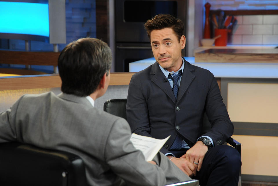 GOOD MORNING AMERICA - Robert Downey Jr. is a guest on 'Good Morning America,' 4/29/13, airing on the ABC Television Network on the ABC Television Network.   (Photo by Donna Svennevik/ABC via Getty Images) GEORGE STEPHANOPOULOS, ROBERT DOWNEY JR.