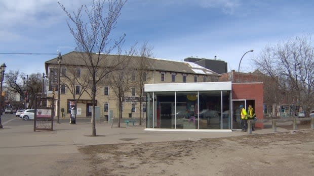 The public washroom on Whyte Avenue attracted problems before the city and agencies put attendants there in late 2019. (Peter Evans/CBC - image credit)