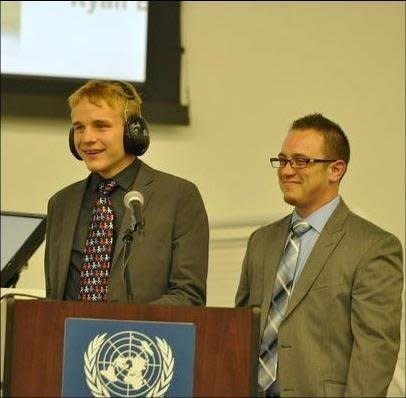 Neal joined his mother at a United Nations autism conference. 