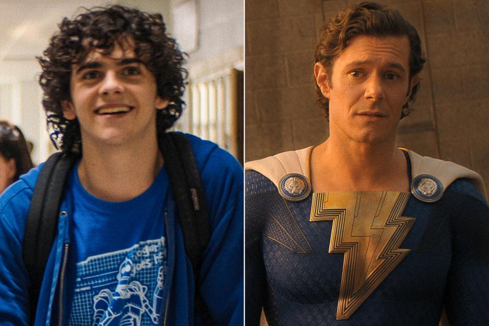 Jack Dylan Grazer and Adam Brody in Shazam! Fury of the Gods.