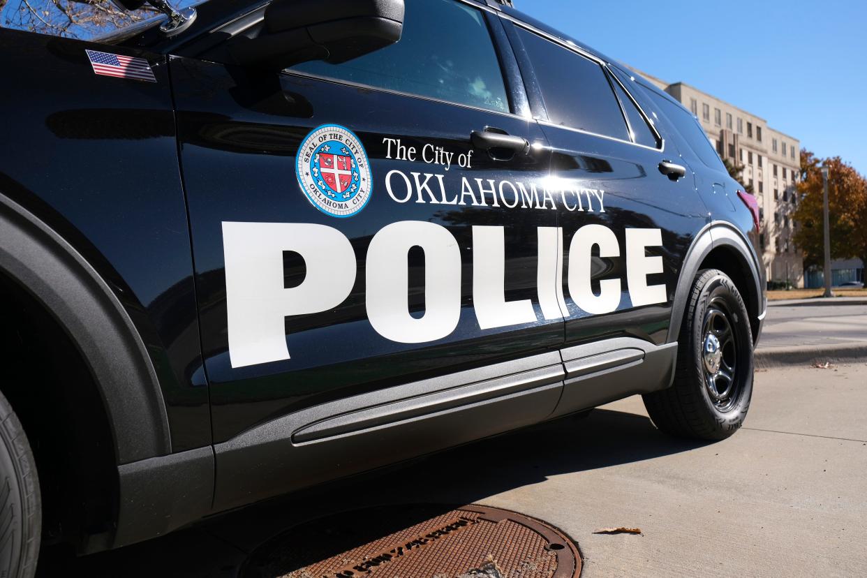 An Oklahoma City Police department (OCPD) vehicle is parked along Shartel Ave, Wednesday, Dec. 6, 2023