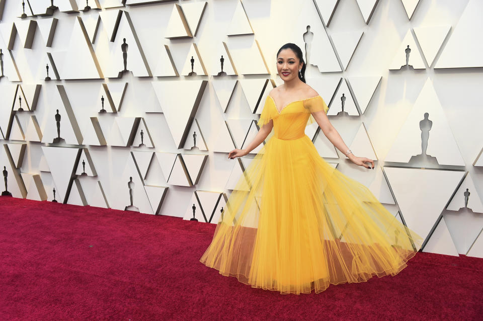 Constance Wu arrives at the Oscars on Sunday, Feb. 24, 2019, at the Dolby Theatre in Los Angeles. (Photo by Jordan Strauss/Invision/AP)