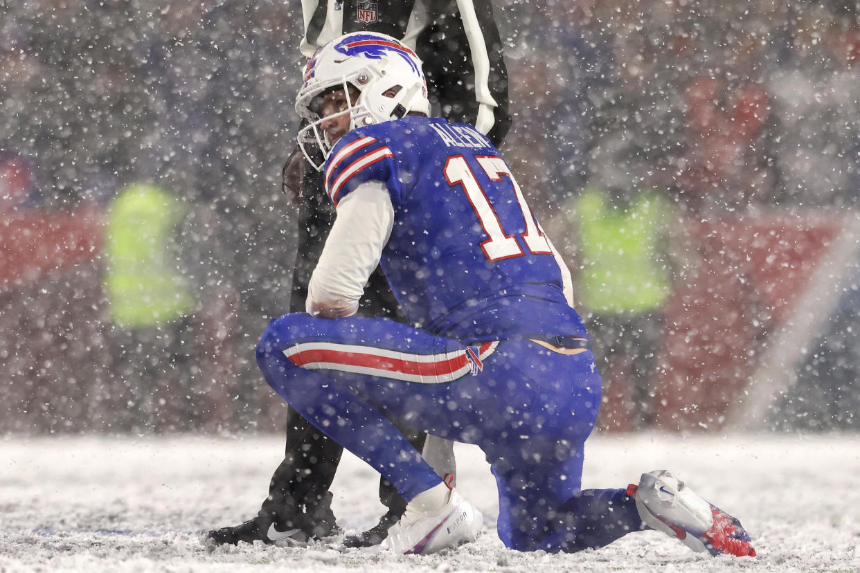 Josh Allen needs more help for the Buffalo Bills to take the next step in the playoffs. (Photo by Bryan M. Bennett/Getty Images)