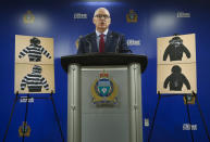 Winnipeg Mayor Scott Gillingham speaks about an update to an ongoing homicide investigation in Winnipeg, Manitoba, Thursday, Dec. 1, 2022. Police alleged Thursday that Jeremy Skibicki, of Canada, previously charged with murdering an Indigenous woman also killed three other women — two also confirmed to be Indigenous and one believed to be. (John Woods/The Canadian Press via AP)