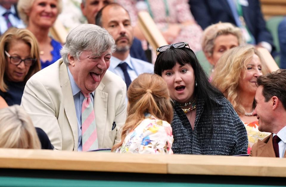 Stephen Fry and Lena Dunham talk to Princess Beatrice (front row) (Zac Goodwin/PA Wire)