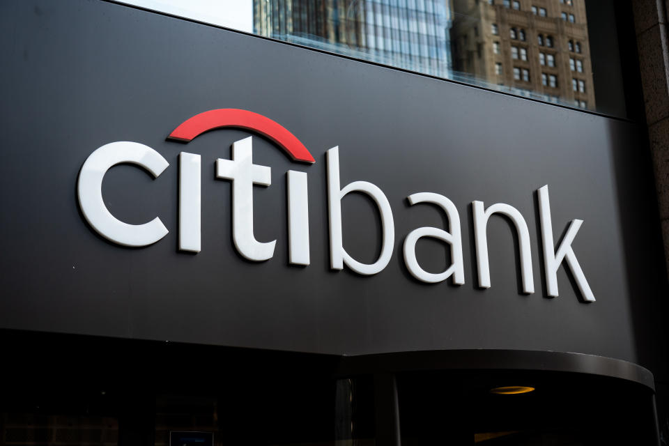 NEW YORK CITY, UNITED STATES - 2020/02/17: American multinational investment bank and financial services corporation Citibank logo seen in New York City. (Photo by Alex Tai/SOPA Images/LightRocket via Getty Images)