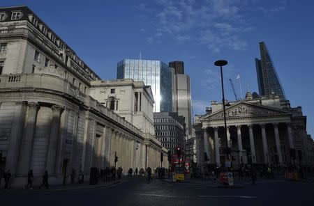 The Bank of England is seen in the City of London, Britain, February 14, 2017. REUTERS/Hannah McKay