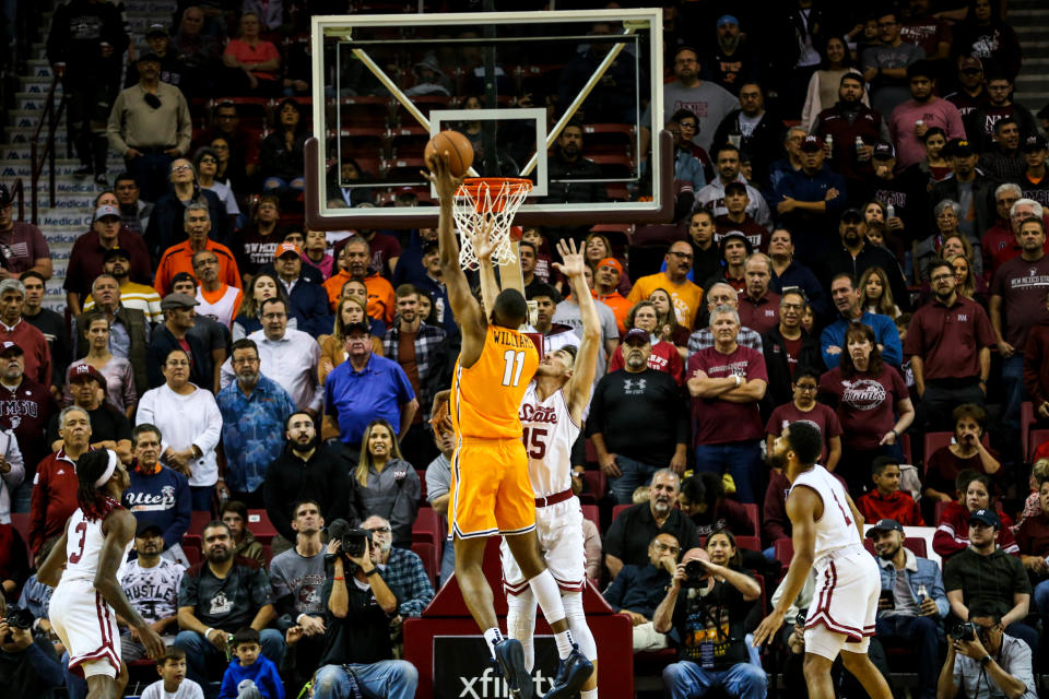 The NMSU Aggies face off against the UTEP Miners at the Pan American Center in Las Cruces on Tuesday, Dec. 3, 2019.