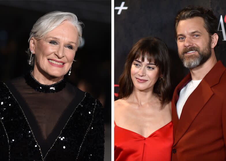 Left: Glenn Close arrives at the second annual Academy Museum gala at the Academy Museum of Motion Pictures on Saturday, Oct. 15, 2022, in Los Angeles. (Photo by Jordan Strauss/Invision/AP) Right: Joshua Jackson, left, and Lizzy Caplan arrive at the premiere of "Fatal Attraction" on Monday, April 24, 2023, at the Pacific Design Center in West Hollywood, Calif. (Photo by Richard Shotwell/Invision/AP)