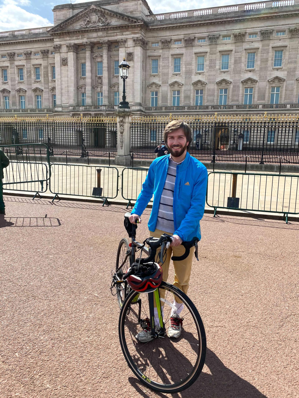 John Coverdale, 30, who cycled on his lunch break to witness the significant moment in Britain's national life. (Saphora Smith / NBC News)