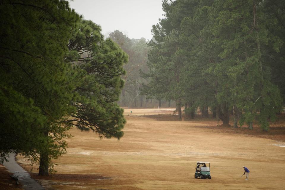 Golfers at Stryker Golf Course in Fort Liberty, Thursday, Jan. 25, 2024.