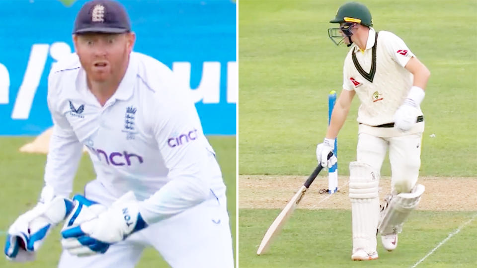 Marnus Labuschagne and Jonny Bairstow in the fifth Ashes Test.