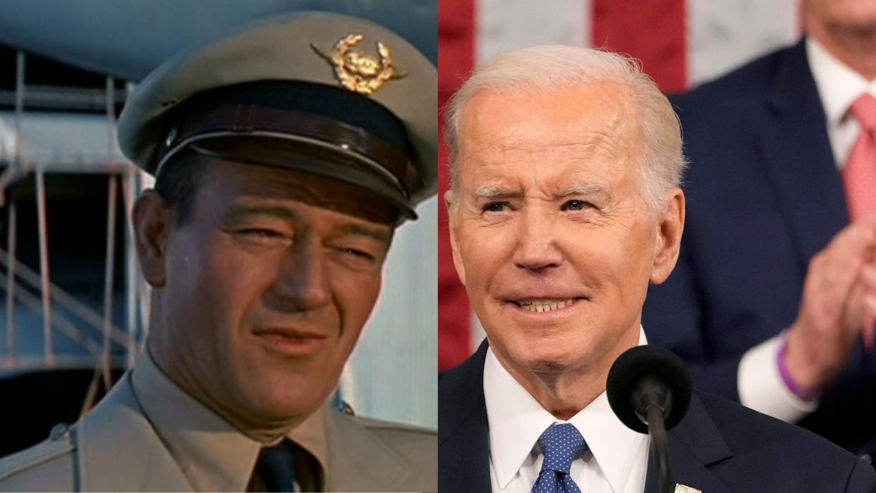 John Wayne (left) and President Joe Biden