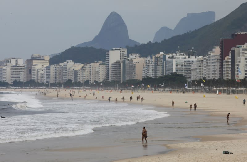 A view of Copacabana beach during the coronavirus disease (COVID-19) outbreak in Rio de Janeiro