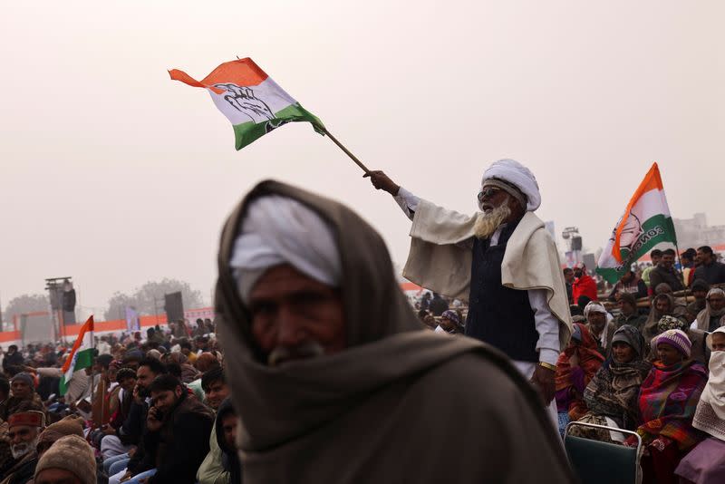 A public rally by Congress party leader Rahul Gandhi during the ongoing Bharat Jodo Yatra (Unite India March), in Panipat
