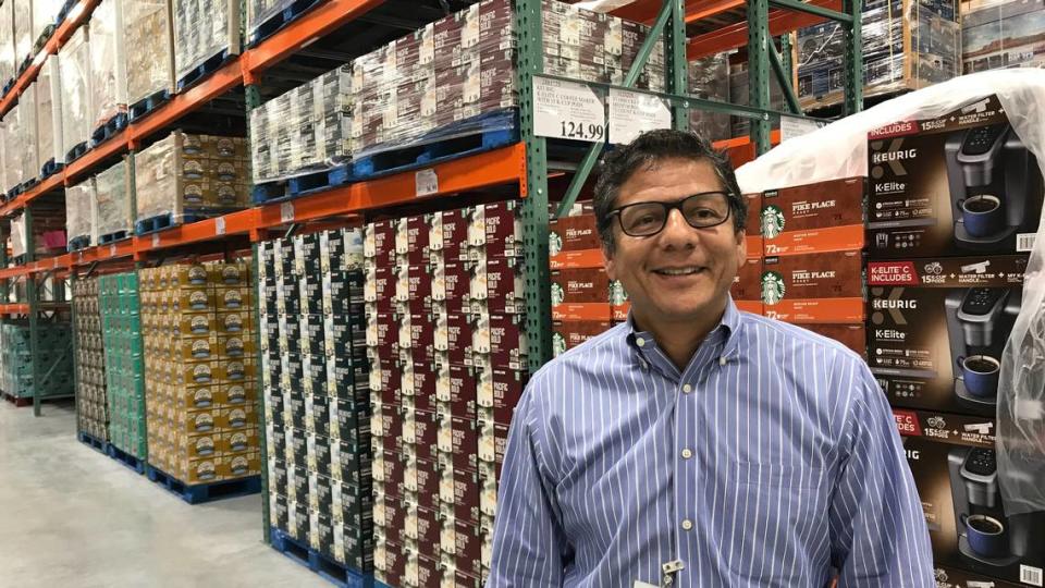 Warehouse manager Hector Mencia greeted customers when the Bradenton Costco opened Aug. 21, 2019, at 805 Lighthouse Drive, Heritage Harbour. James A. Jones Jr./jajones1@bradenton.com