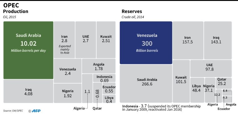 OPEC oil production and reserves