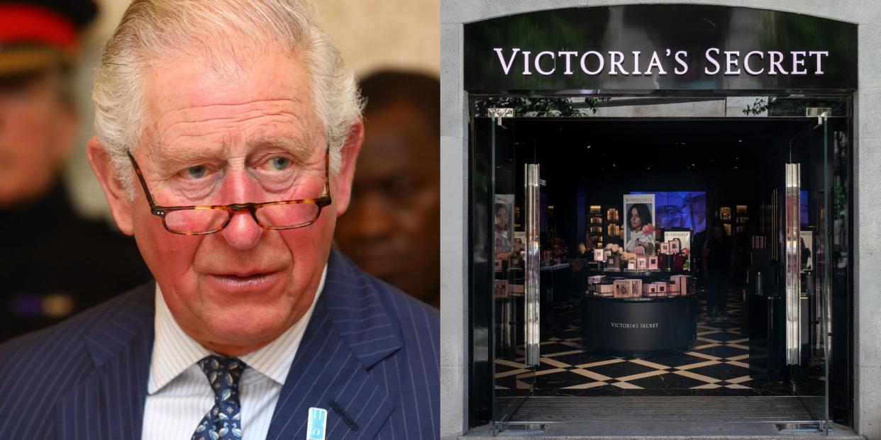 A Victoria's Secret store; King Charles III