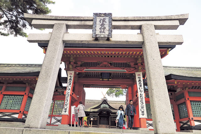 住吉大社範圍很大，但走進這石鳥居，才算進入大社境內。（劉景茵攝）