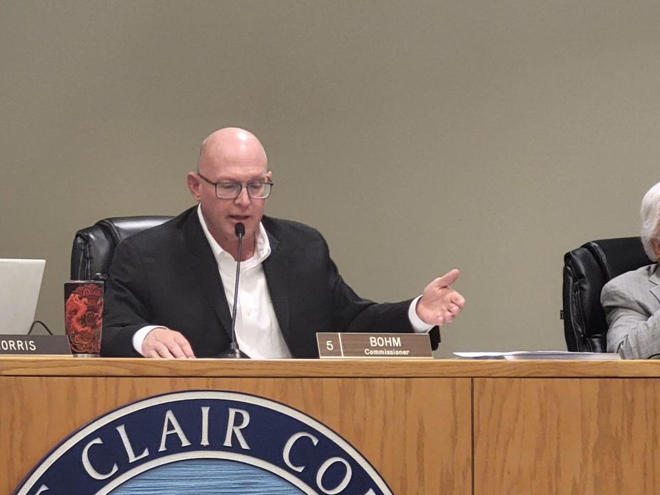 St. Clair County Board Chairman Jeff Bohm speaks during a board of commissioners committee meeting on Thursday, March 2, 2023.