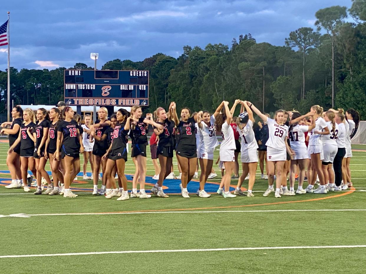 Private school rivals King's Academy and Benjamin left the field of Tuesday's region quarterfinal in high spirits. The Buccaneers won the thrilling matchup, 10-8, to advance to semifinals at Saint Andrew's.