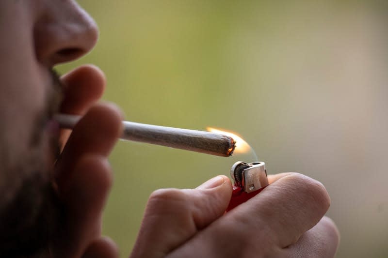 A man lights up a joint. The UN Drug Control Board (INCB) has notified the German government that its planned legalization of cannabis is not compatible with existing international regulations. Hannes P Albert/dpa