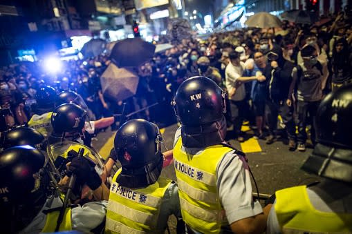 Hong Kong protests stocks defensive