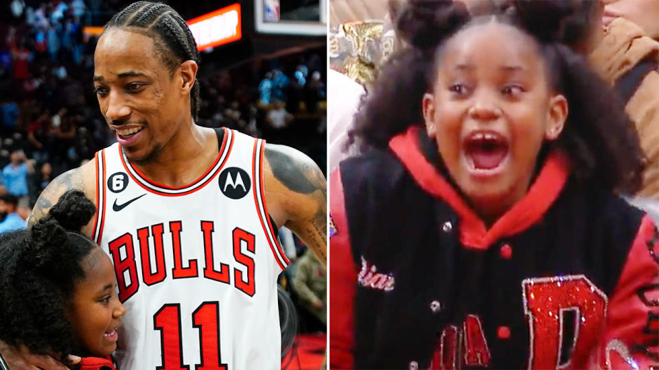 Pictured right, DeMar DeRozan's daughter Diar.