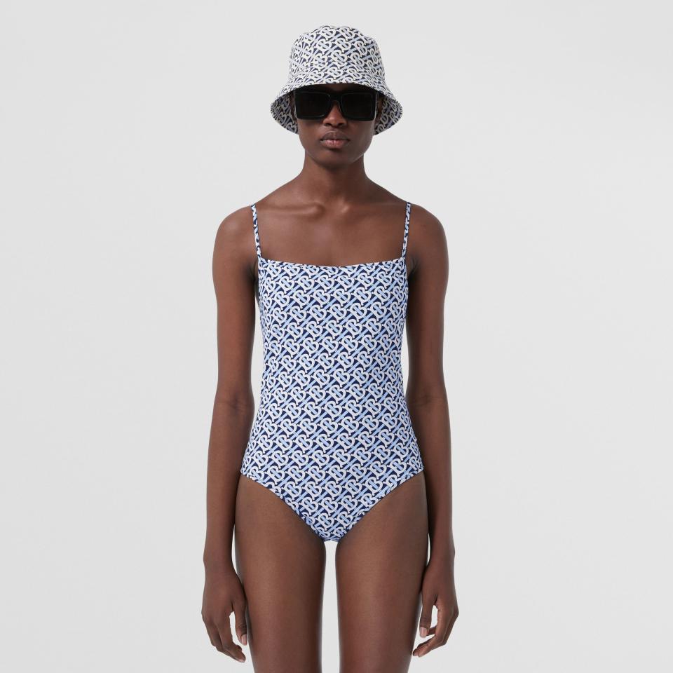 Monogram Print Swimsuit in Cobalt Blue - Women | Burberry Hong Kong S.A.R. - 2