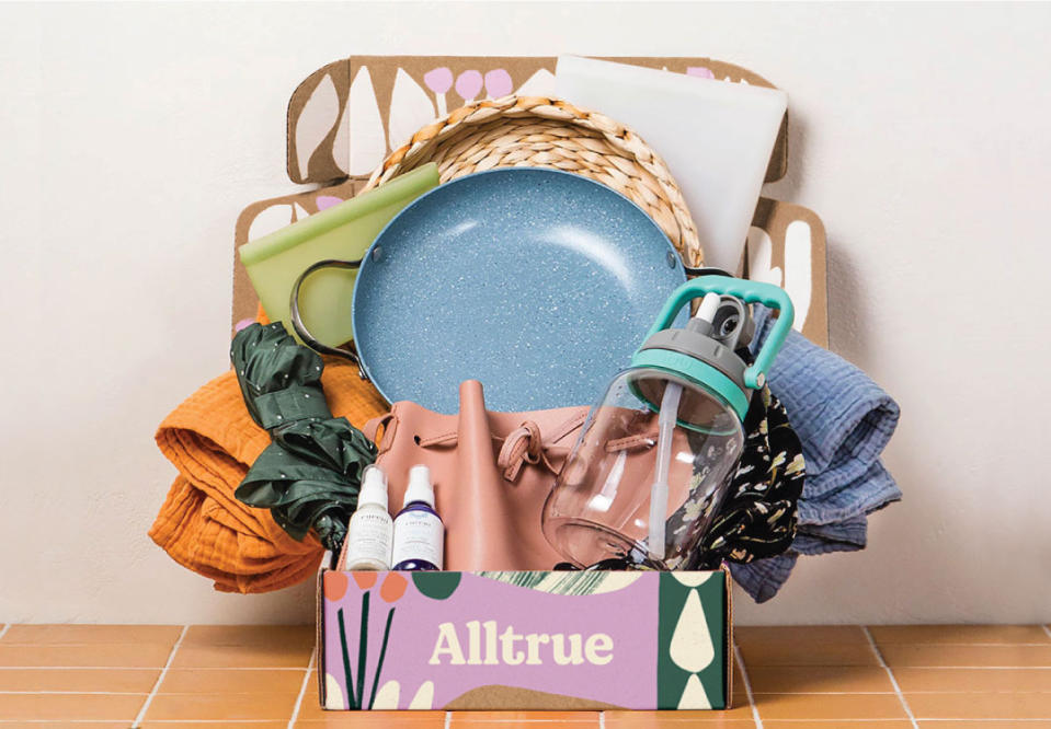 Alltrue Box open to display a variety of sustainable products
