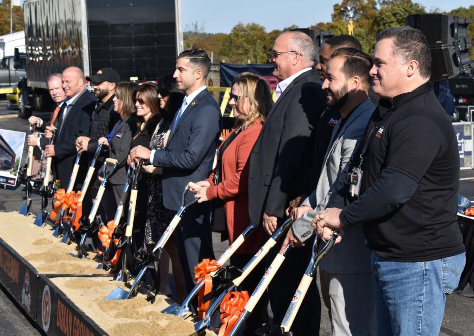 Officials prepare to break ground for the new Diman Regional Vocational Technical High School in Fall River Friday. Nov. 3, 2023.